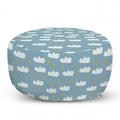 Blue Sky Pouf Cover with Zipper Repetitive Doodle Illustration of Simple Clouds and Stars Soft Decorative Fabric Unstuffed Case 30 W X 17.3 L Pale Blue Pale Orange by Ambesonne