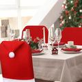 NOGIS 4 Pack Christmas Chair Covers Santa Hat Chair Covers Xmas Dining Chair Slipcovers Red Chair Back Covers for Holiday Festival Dinning Room Decor