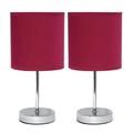 Chrome Mini Basic Table Lamp with Fabric Shade Wine - Pack of 2