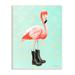 Stupell Industries Stylish Pink Flamingo Black Boots Geometric Pattern Graphic Art Unframed Art Print Wall Art Design by Amelie Legault