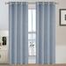 PrimeBeau Natural Linen Blend Curtains Nickel Grommet Semi-Sheer Privacy Textured Flax (52 W x 96 L Stone Blue) - Set of 2 Panels