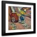 Emile Bernard 20x21 Black Modern Framed Museum Art Print Titled - Still Life (Flower Pitcher and Glass) (circa 1892)