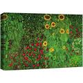 wall26 Canvas Print Wall Art Farm Garden with Sunflowers Gustav Klimt Classic Illustrations Fine Art Decorative Vintage Colorful Historic Multicolor Retro for Living Room Bedroom Office - 24 x