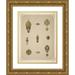 Martin Gerlach 19x24 Gold Ornate Framed and Double Matted Museum Art Print Titled - Nine Designs for Jewelry Including Gold Brooch with Green Stones and Word Hope. (1872 - 1873)