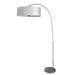 1 Light Arc Floor Lamp in Satin Steel Finish with Pristine White Shade