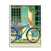 Stupell Industries Quaint Bicycle Parked Bread Basket Cat Window Graphic Art White Framed Art Print Wall Art 16x20 by Sally Springer Griffith