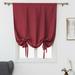 CUH Thermal Insulated Blackout Curtain - Bathroom Roman Curtain Red Tie Up Shade for Small Window Girls Room Window Valance Balloon Blind Rod Pocket 1-Panel (30 x 46 Inches Long)