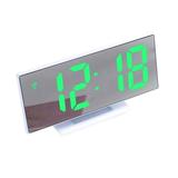 Worallymy Digital Alarm Clock LED Mirror Clock Multifunction Display Night LCD Light Table Desktop 12/24-hour System