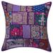 Stylo Culture Indian Cotton Living Room Throw Pillow Sham Cover Purple 20x20 Bohemian Vintage Patchwork Indian Couch Cushion Cover 50 x 50 cm Decorative Abstract Square Pillowcase | 1 Pc