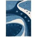 SAFAVIEH Florida Laidley Geometric Shag Area Rug Dark Blue/Ivory 6 x 9