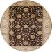 Ahgly Company Indoor Round Mid-Century Modern Red Brown Oriental Area Rugs 3 Round