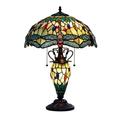 CHLOE Lighting EMPRESS Tiffany-style Dark Bronze 3 Light Double Lit Table Lamp 16 Shade Green and Red