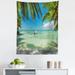 Tropical Tapestry Surreal Sea Surrounded by Palm Tree Leaves Scenic Nature Summertime Fabric Wall Hanging Decor for Bedroom Living Room Dorm 5 Sizes Fern Green Turquoise by Ambesonne