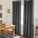 Exclusive Home Oxford Textured Sateen Room Darkening Blackout Grommet Top Curtain Panel Pair 52 x84 Charcoal