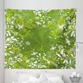 Green Tapestry Abstract Floral Ornaments Nature Inspired Branches Leaves Fabric Wall Hanging Decor for Bedroom Living Room Dorm 5 Sizes Apple Green Fern Green by Ambesonne