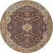 Ahgly Company Indoor Round Traditional Red Brown Persian Area Rugs 4 Round