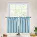 30 Inch Blue Kitchen Curtains Waffle Woven Textured Short Tier Curtains for Bathroom Cafe Kitchen Curtains Blue