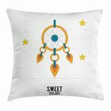 Sweet Dreams Throw Pillow Cushion Cover Dream Catcher Design with Stars Stripes Background Night Doodle Decorative Square Accent Pillow Case 16 X 16 Inches Orange Yellow Petrol Blue by Ambesonne