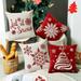 4PCS Christmas Pillow Covers 18Ã—18 Throw Pillow Covers Let It Snow Merry Bright Christmas Decorations Xmas Cushion Cases
