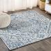 Estrella Bohemian Medallion Textured Weave Navy/Gray 5 Square Indoor/Outdoor Area Rug