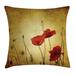 Poppy Flower Throw Pillow Cushion Cover Poppies and Buds on Ambient Dark Grunge Background Retro Effects Bohemian Decorative Rectangle Accent Pillow Case 26 X 16 Mustard Vermilion by Ambesonne