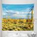 Floral Tapestry Floral Cactus Catching the Last Sunrays Day Long Life Western Plant Print Fabric Wall Hanging Decor for Bedroom Living Room Dorm 5 Sizes Yellow Blue Green by Ambesonne