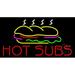 Hot Subs Logo LED Neon Sign 13 x 24 - inches Clear Edge Cut Acrylic Backing with Dimmer - Bright and Premium built indoor LED Neon Sign for restaurant window and interior decor.