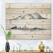 Designart Minimalistic Dark Blue Mountains Landscape Modern Print on Natural Pine Wood