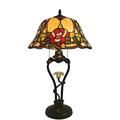 Dale Tiffany Floral 3-Light Metal & Art Glass Table Lamp in Bronze/Beige