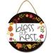 Eveokoki 11 Bless Our Nest Welcome Sign for Front Door Thanksgiving Wreaths Porch Door Wall Decor Autumn Wooden Hanging Thanksgiving Sign for Home FamerHouse Outdoor Indoor