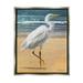 Stupell Industries White Heron Bird Standing Beach Shoreline Waves Painting Luster Gray Floating Framed Canvas Print Wall Art Design by Diane Neukirch