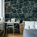 Tiptophomedecor Peel and Stick Wallpaper Wall Mural - Big Black Stones With Gold - Removable Wall Decals