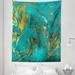 Marble Tapestry Modern Style Ornamental Golden Yellow Tone Details Ink Fluid Stains Print Fabric Wall Hanging Decor for Bedroom Living Room Dorm 5 Sizes Teal and Earth Yellow by Ambesonne