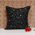 Black Shiny Crystal Beaded Throw Pillow Cover Luxury Contemporary handmade Pillow Hand Embroidered