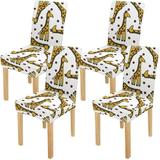 FMSHPON Funny Giraffes Stretch Chair Cover Protector Seat Slipcover for Dining Room Hotel Wedding Party Set of 4