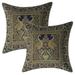 Stylo Culture Indian Decorative Sofa Brocade Navy Blue And Gold Throw Pillow Covers 16x16 Jacquard Weave Banarasi Pillow Covers For Throw Pillows Peacock Floral 40x40 cm Cushion Covers (Set Of 2)