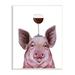 Stupell Industries Cute Farm Pig Looking Holding Wine Glass 13 x 19 Design by Coco de Paris