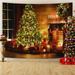 Merry Christmas Tapestry Candle Christmas Tree Fireplace Xmas Sockings Wall Hanging Art Tapestries for Backdrop Photography Blanket Home Headboard Bedroom Living Room Dorm Decor