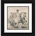 John Vanderbank 15x16 Black Ornate Wood Framed Double Matted Museum Art Print Titled - â€˜The Manege-Gallop with the Right Legâ€™ Engraved as Plate 14 in â€˜Twenty Five Actions of the Manage