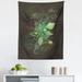 Flowers Tapestry Outline Drawing Watercolor Leaves Burgeoning Wild Roses and Buds Fabric Wall Hanging Decor for Bedroom Living Room Dorm 5 Sizes Dark Taupe and Lime Green by Ambesonne