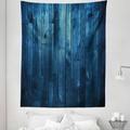 Dark Blue Tapestry Wooden Planks Texture Image Board Floor Wall Lumber Rustic Country Life Fabric Wall Hanging Decor for Bedroom Living Room Dorm 5 Sizes Pale Blue Dark Blue by Ambesonne