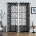 Goory 1-Piece Eyelet Ring Top Voile Window Curtain Floral Tulle Window Drape Grommet Sheer Curtain Valance Black W:55 x L:89