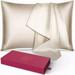 Silk Pillowcase for Hair and Skin 1 Pack 100% Mulberry Silk & Natural Wood Pulp Fiber Double-Sided Design Silk Pillow Covers with Hidden Zipper (standard size:20 x 30 Champagne Gold)