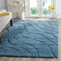 SAFAVIEH Florida Tabitha Geometric Waves Shag Area Rug Light Blue/Blue 8 x 10