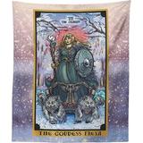 The Ghoulish Garb The Goddess Freyja In The Chariot Tarot Card Tapestry 80 x 68