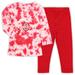 Girls Infant Wes & Willy Scarlet Ohio State Buckeyes Tie-Dye Ruffle Raglan Long Sleeve T-Shirt Leggings Set