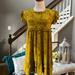 Anthropologie Dresses | Anthropologie Burn-Out Velvet Babydoll Dress, Xxs Petite Mustard Nwt | Color: Gold | Size: Xxs
