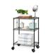 HSS 3 Tier Wire Shelf Unit With 2 Casters 13.4 Dx23.2 Wx32.3 H Black Capacity 200 lbs