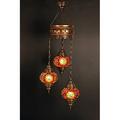(Height: 23.6 in) Mosaic Chandelier Set 3 Globes Handmade Authentic Tiffany Lighting Moroccan Lamp Glass Stunning Bedside Night Lights Brass&Glass Ottoman Turkish Style