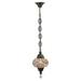 LaModaHome Turkish Moroccan Handmade Mosaic Glass One Chain Ceiling Lamp Light with Decorative Dark Copper Fixture for Bedroom Livingroom and Winter Garden Green Sea Turtle
